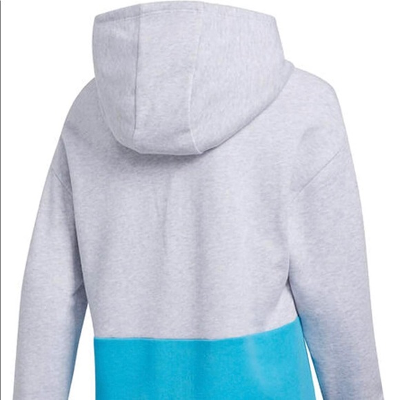 Adidas Kids Hooded Fleece Sweatshirt Pullover Gray - Picture 9 of 11